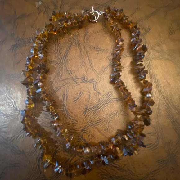 SILPADA Double Strand Amber Chip Necklace with Sterling Silver 17” Long - Picture 1 of 3